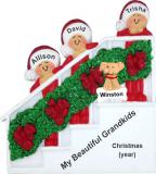 Grandparents Christmas Ornament Holiday Banister 3 Grandkids with Pets Personalized by RussellRhodes.com