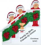 3 Siblings or Sisters Christmas Ornament Holiday Banister with Pets Personalized by RussellRhodes.com