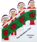 Festive Holiday Banister for Family of 4 Christmas Ornament Personalized by Russell Rhodes