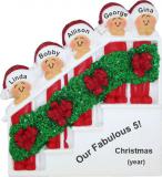 Festive Holiday Banister 5 Grandkids Christmas Ornament Personalized by RussellRhodes.com