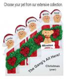 Festive Holiday Banister for Family of 5 Christmas Ornament with Pets Personalized by RussellRhodes.com