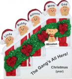 Family Christmas Ornament Holiday Banister for 5 with Pets Personalized by RussellRhodes.com