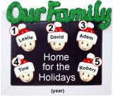 Family Christmas Ornament Holiday Frame for 5 Personalized by RussellRhodes.com