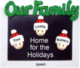 Family Christmas Ornament Holiday Frame for 3 Personalized by RussellRhodes.com