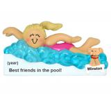 Kids Christmas Ornament Blond Female Swimming with My Dog Personalized by RussellRhodes.com