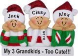 So Cute Our 3 Grandkids Christmas Ornament Personalized by Russell Rhodes
