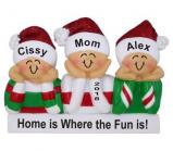So Cute Single Mom 2 Kids Christmas Ornament Personalized by Russell Rhodes