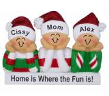 Single Mom Christmas Ornament PJ Fun 2 Kids Personalized by RussellRhodes.com
