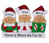 Family Christmas Ornament PJ Fun for 3 Personalized by RussellRhodes.com