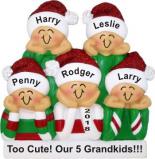 So Cute Our 5 Grandkids Christmas Ornament Personalized by Russell Rhodes