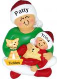 Older Sister with New Baby Sister Christmas Ornament with Pet Personalized by RussellRhodes.com