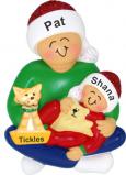 Older Brother with New Baby Sister Christmas Ornament with Pet Personalized by RussellRhodes.com