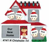 New Home Christmas Ornament Family Home for 5 with Pets Personalized by RussellRhodes.com