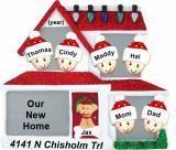 New Home Christmas Ornament Family Home for 6 with Pets Personalized by RussellRhodes.com