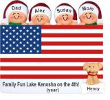 USA Family Christmas Ornament of 4 with Pets Personalized by RussellRhodes.com