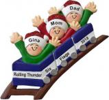 Roller Coaster All Aboard for Family of 3 Christmas Ornament Personalized by Russell Rhodes