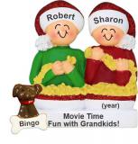 Stringing Popcorn 2 Grandkids Christmas Ornament with Pets Personalized by RussellRhodes.com