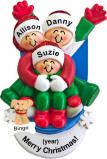 Sledding 3 Grandchildren Christmas Ornament with Pets Personalized by RussellRhodes.com
