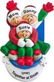 Single Parent Christmas Ornament Sledding 2 Kids Personalized by RussellRhodes.com
