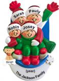 Sledding 4 Grandchildren Christmas Ornament with Pets Personalized by RussellRhodes.com