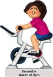 Exercise Bike Christmas Ornament Brunette Female Personalized by RussellRhodes.com