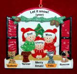Family of 3 Christmas Ornament Holiday Window with up to 4 Dogs, Cats, Pets Custom Add-ons Personalized by RussellRhodes.com