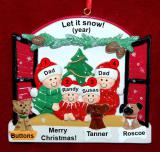 Gay Family of 4 Christmas Ornament Holiday Window with up to 3 Dogs, Cats, Pets Custom Add-ons Personalized by RussellRhodes.com