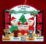 Gay Family of 4 Christmas Ornament Holiday Window with up to 4 Dogs, Cats, Pets Custom Add-ons Personalized by RussellRhodes.com