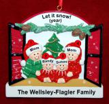 Lesbian Family of 4 Christmas Ornament Holiday Window Personalized by RussellRhodes.com