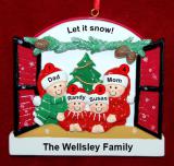 Family of 4 Christmas Ornament Holiday Window Personalized by RussellRhodes.com