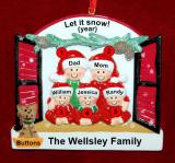 Family of 5 Christmas Ornament Holiday Window with 1 Dog, Cat, Pets Custom Add-on Personalized by RussellRhodes.com