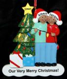 Personalized Ethnic Couple Christmas Ornament Celebration Lights Personalized by Russell Rhodes