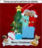 Ethnic Couple Christmas Ornament Celebration Lights with Pets Personalized by RussellRhodes.com