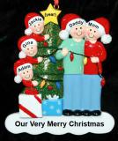 Family of 5 Christmas Ornament Celebration Lights Personalized by RussellRhodes.com