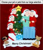 Family of 5 Christmas Ornament Celebration Lights with Pets Personalized by RussellRhodes.com