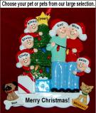 Personalized Family of 6 Christmas Ornament Celebration Lights with Pets Personalized by Russell Rhodes