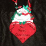 Snow Couple on Heart Christmas Ornament Personalized by Russell Rhodes