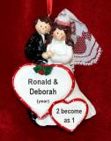 Wedding Christmas Ornament Loving Hearts Both Brunette Personalized by RussellRhodes.com