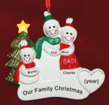 Pregnant Christmas Ornament Snow Fam of 3 Expecting Personalized by RussellRhodes.com