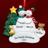 Snow Couple Together + Tan Dog Christmas Ornament with Pets Personalized by RussellRhodes.com