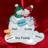 Snow Couple with Baby Boy Christmas Ornament Personalized by RussellRhodes.com