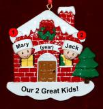 Family Christmas Ornament Home for the Holidays Just the 2 Kids Personalized by RussellRhodes.com