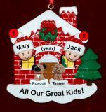 Family Christmas Ornament Home for the Holidays Just the 2 Kids with 2 Dogs, Cats, Pets Custom Add-ons Personalized by RussellRhodes.com