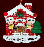 Single Mom Christmas Ornament Home for the Holidays 1 Child with 2 Dogs, Cats, Pets Custom Add-ons Personalized by RussellRhodes.com