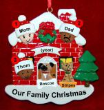 Mixed Race Family of 3 Christmas Ornament Home for the Holidays with 2 Dogs, Cats, Pets Custom Add-ons Personalized by RussellRhodes.com