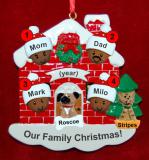 Black Family of 4 Christmas Ornament Home for the Holidays with 2 Dogs, Cats, Pets Custom Add-ons Personalized by RussellRhodes.com