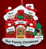 Mixed Race Family of 4 Christmas Ornament Home for the Holidays with 2 Dogs, Cats, Pets Custom Add-ons Personalized by RussellRhodes.com