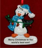 Winter Fun With Love to Son Christmas Ornament Personalized by RussellRhodes.com