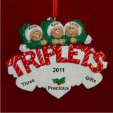 In Celebration of Triplets Christmas Ornament Personalized by Russell Rhodes