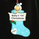 Baby Boy Christmas Ornament Stocking Personalized by RussellRhodes.com